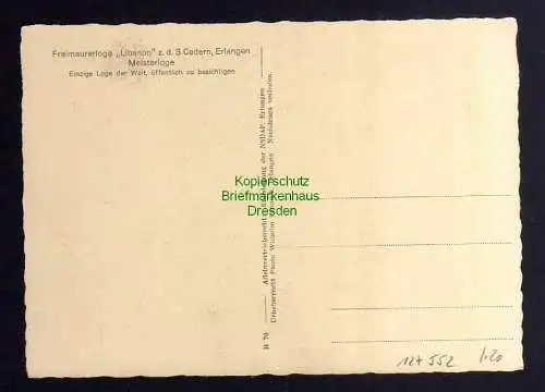 127552 AK Erlangen Freimaurerloge Libanon z. d. 3 Cedern um 1940 Meisterloge