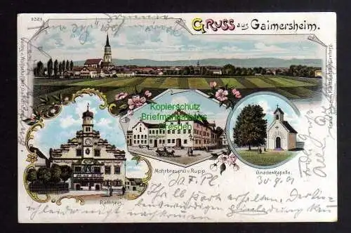 127582 AK Gaimersheim Litho 1901 Brauerei Mohrbrauerei v. Rupp Rathaus Gnadenkap