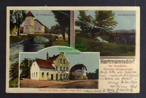 127376 AK Hartmannsdorf bei Knauthain 1927 Gasthof zur Ratte Mühlgraben Alte E