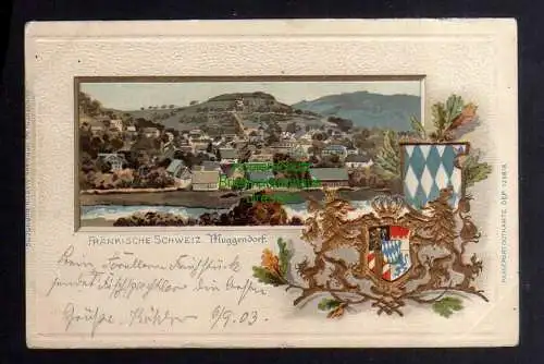 127573 AK Fränkische Schweiz Muggendorf 1903 Wappen Prägekarte Passepartout