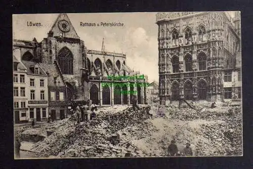 127628 AK Löwen 1915 Belgien Rathaus Peterskirche Feldpost Leuven Louvain