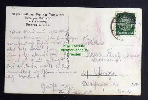 127187 AK Endingen am Kaiserstuhl 1933 Gedenkstein des Turnvereins Stiftungsfest