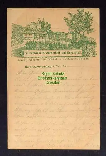 127024 AK Elgersburg 1894 Vorläufer Dr. Barwinski Kuranstalt