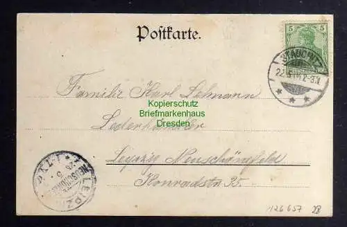 126657 AK Stauchitz Postamt Schloss Bahnhof Colonialwaren 1904