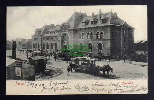 126496 AK Mainz-Kastel 1903 Rhein Bahnhof Pferdebahn