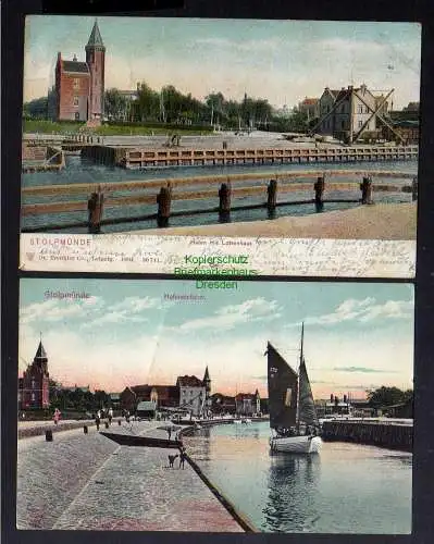 126716 2 AK Stolpmünde Hafen mit Lotsenhaus 1911 Hafeneinfahrt