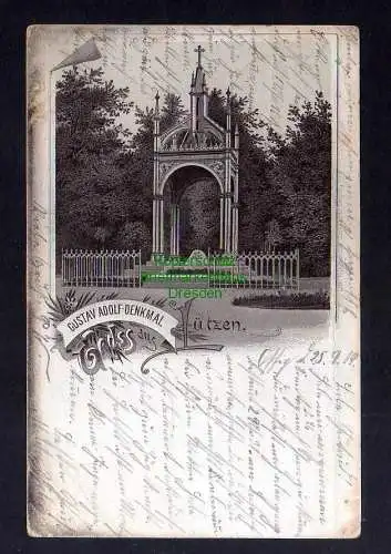 126049 AK Lützen Litho  um 1900 Gustav Adolf Denkmal