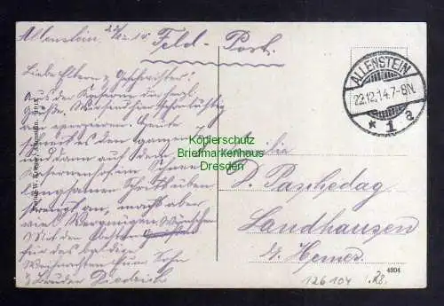 126104 AK Allenstein 1914 Gesamtansicht Feldpost