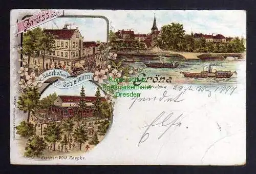 125798 AK Gröna Bernburg Saale 1897 Litho Gasthof Schlehdorn