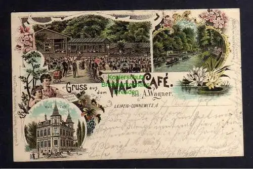 126279 AK Leipzig Connewitz 1898 Litho Wald-Cafe Biergarten Seerosen