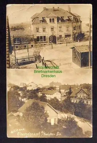 125928 AK Fotokarte Oberhohndorf bei Zwickau Kaffeehaus Rösch Kolonialwaren 1917