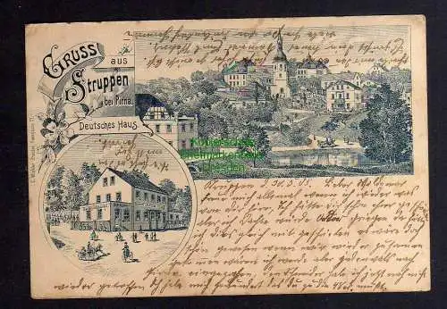 126228 AK Struppen bei Pirna 1905 Federlitho Gasthaus Deutsches Haus