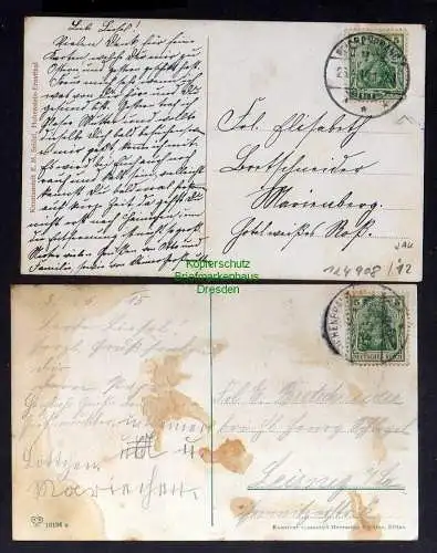 124908 2 AK Pelzmühle Bahn Siegmar Post Reichenbrand Sa.Conditorei 1910 Grotte