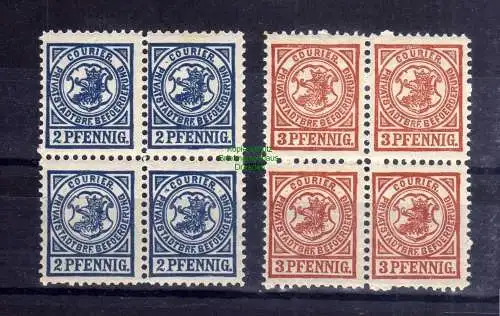 125075 Stettin Privatpost 1895 Courier Hansa 1 und 2 ** postfrisch Viererblock