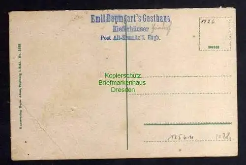 125611 AK Kieferhäuser Post Altkemnitz Riesengebirge 1926 Gasthof Baumgart