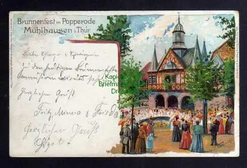 124630 AK Mühlhausen Thüringen 1902 Litho Brunnenfest in Popperode