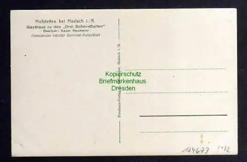 124673 AK Hofstetten bei Haslach im Kinzigtal Gasthaus zu den Drei Schneeballen