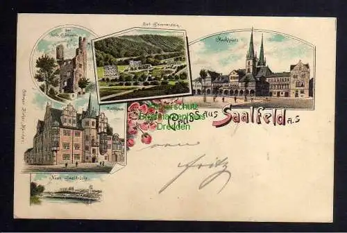 123950 AK Saalfeld  Litho 1898 Rathaus Markt Bad Sommerstein