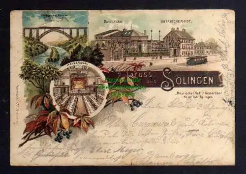 124088 AK Solingen Rheinland 1903 Litho Bayrischer Hof Kaisersaal Restaurant