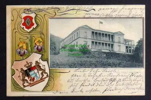 124342 AK Edenkoben 1902 Wappen Prägekarte Kgl. Villa Ludwighöhe Passepartout