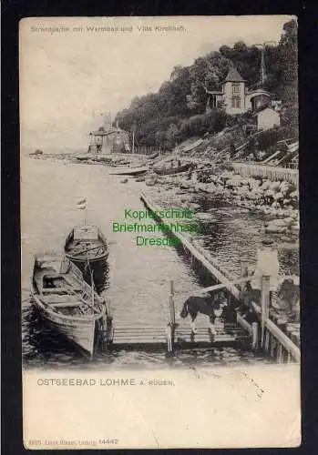 123937 AK Ostseebad Lohme a. Rügen Strand Warmbad Villa Kirchhoff um 1905