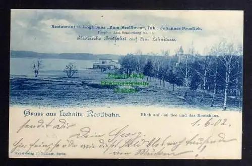 123461 AK Lehnitz Nordbahn 1902 Restaurant und Logirhaus Zum Seelöwen