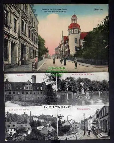 123510 2 AK Glauchau Leipziger Strasse Postamt Hotel Stadt Leipzig 1920 Schloss