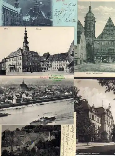 123876 6 AK Pirna Markt 1897 Rathaus Hotel Restaurant Weisser Schwan Stadtkirche