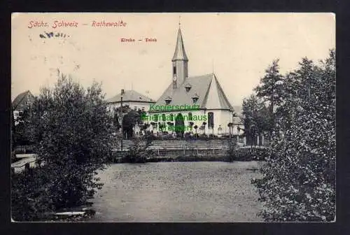 122955 AK Rathewalde Kirche Teich 1907