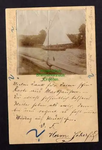 122842 AK Chemnitz 1902 Segelschiff Foto auf Ganzsache aufgeklebt