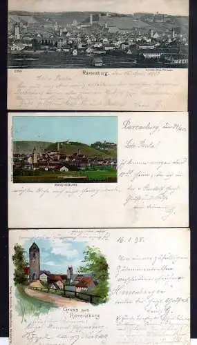 121901 3 AK Ravensburg 1898 Litho 1903 Panorama