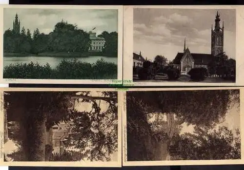 122497 4 AK Wörlitz Park 1916 Weisse Brücke Gothisches Haus Schloss