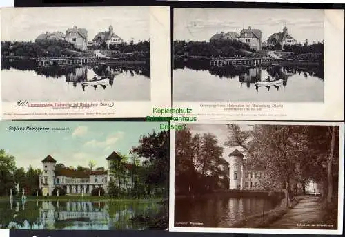 121743 4 AK Rheinsberg Mark 1908 Genesungsheim Hohenelse Schloss Billardbrücke 1