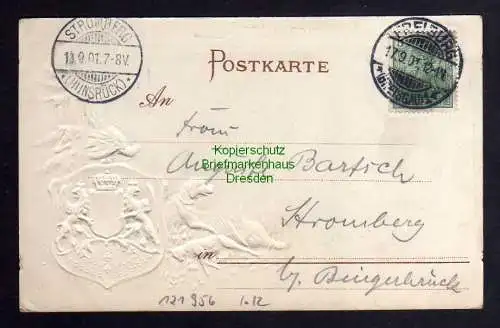 121956 AK Freiburg Breisgau 1901 Wappenprägekarte Jagd Szene Jagdhund Auerhahn H