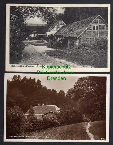 120946 AK Ruppiner Schweiz Boltenmühle am Tornow See 1929 und 1913