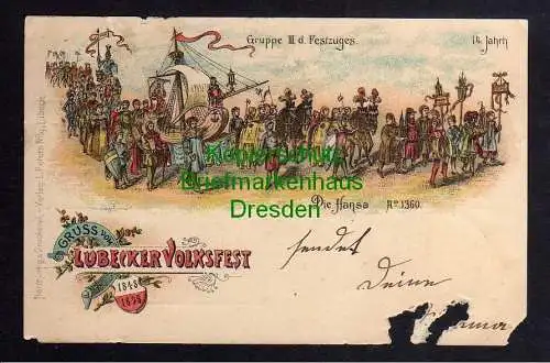 120988 AK Lübeck Litho Lübecker Volksfest 1898 Gruppe III d. Festzuges 14. Jahrh