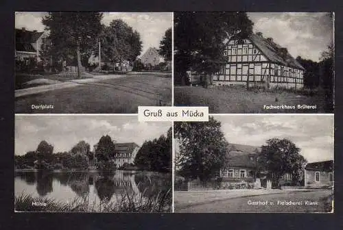 120609 AK Mücka Mikow Krs. Niesky Dorfplatz Mühle Gasthaus Fleischerei Klank Fac