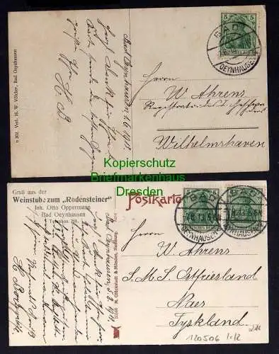 120506 2 AK Bad Oeynhausen 1913 Kurpark Weinstube zum Rodensteiner Hotel Pavillo