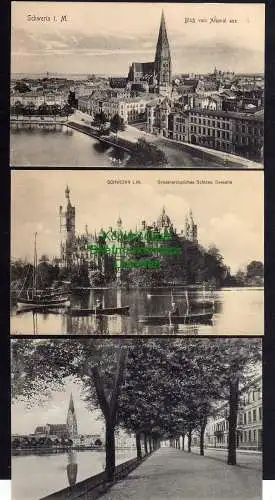 120652 3 AK Schwerin Pfaffenteich mit Alexandrinenstrasse Schloss Blick vom Arse