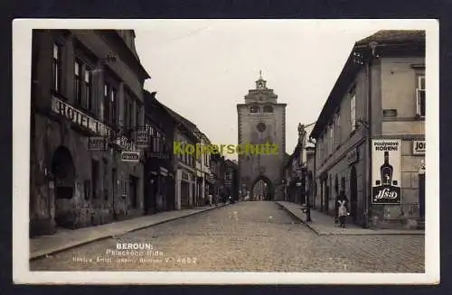 120061 AK Beroun Beraun Palackeho trida Hotel u Tri Korun Fotokarte um 1930 groß