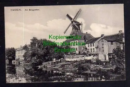 119605 AK Emden Am Burggraben um 1910 Windmühle Mole Galerieholläder