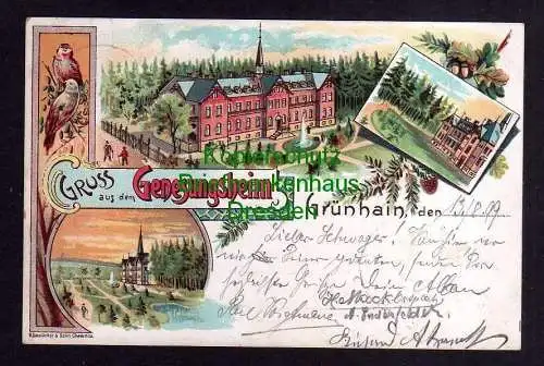 119585 AK Genesungsheim Grünhain Litho 1899 Gasthaus