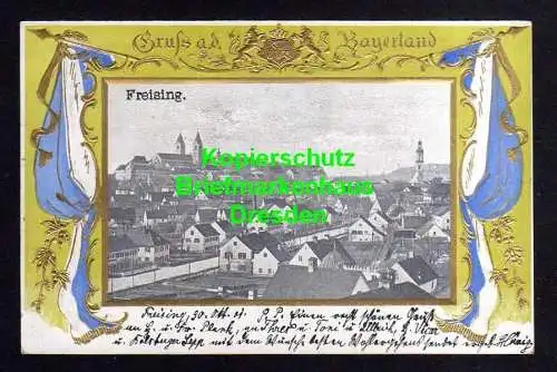 119431 AK Freising 1901 Passepartout Fahnen Rahmen geprägt