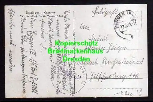 118820 AK Dettingen Kaserne I. A. R. 22 Verden Aller 1941 Feldpost