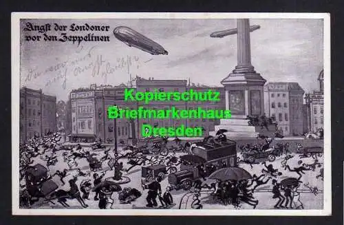 119277 AK Angst der Londoner vor den Zeppelinen 1916 Deutscher Luftflotten Verei