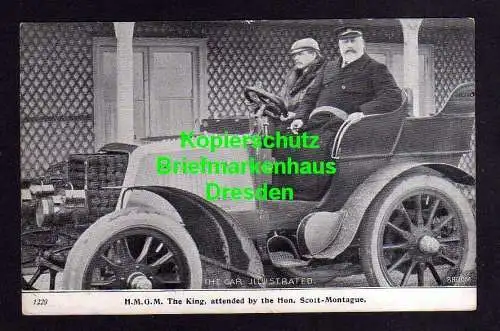 119044 AK Auto Automobil um 1920 H.M.G.M. The King, attended by the hon. Scott