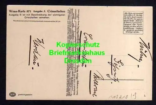 119219 AK Wona Landkarten Karte 871 Crimmitschau Schmölln Gößnitz Meerane Werdau