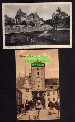 118499 2 AK Villingen 1915 Brücke an der Brigach Oberes Tor 1915