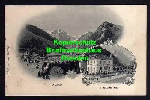 118041 AK Linthal Glarus 1911 Villa Gattineau Zahnarzt H. Hering