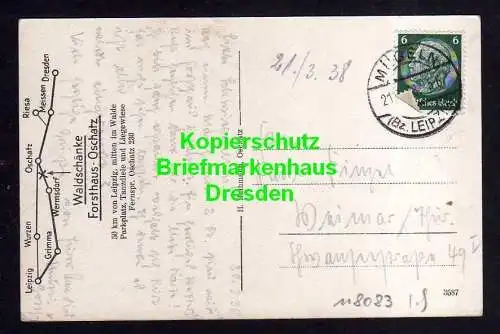 118083 AK Mügeln 1938 Waldschänke Forsthaus Oschatz